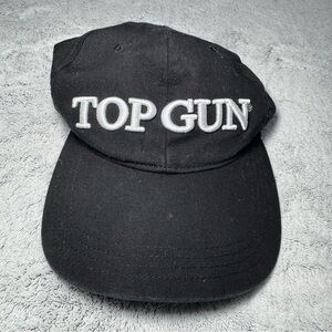Top Gun Hat - An American‎ Icon, Adjustable Strap Black with White Embroidery